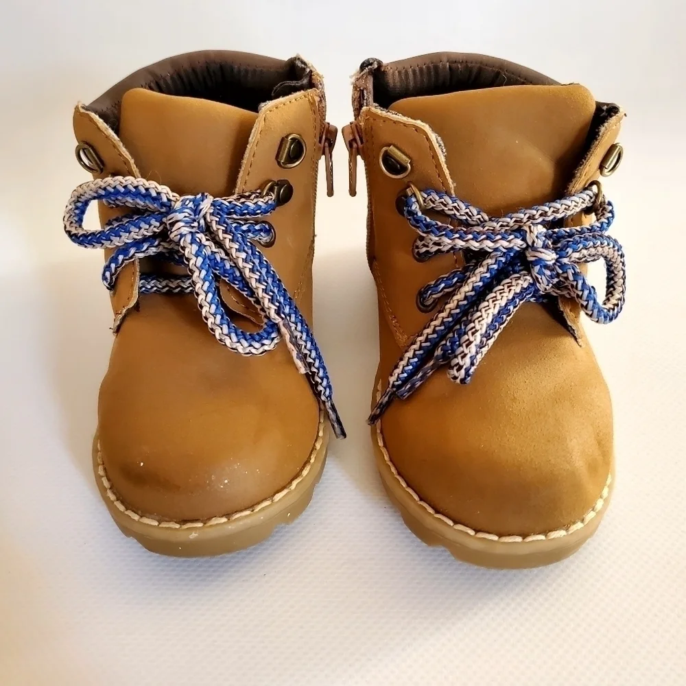 Gymboree Boys Casual Tie Boots Tan Lace Up Shoes Size 7